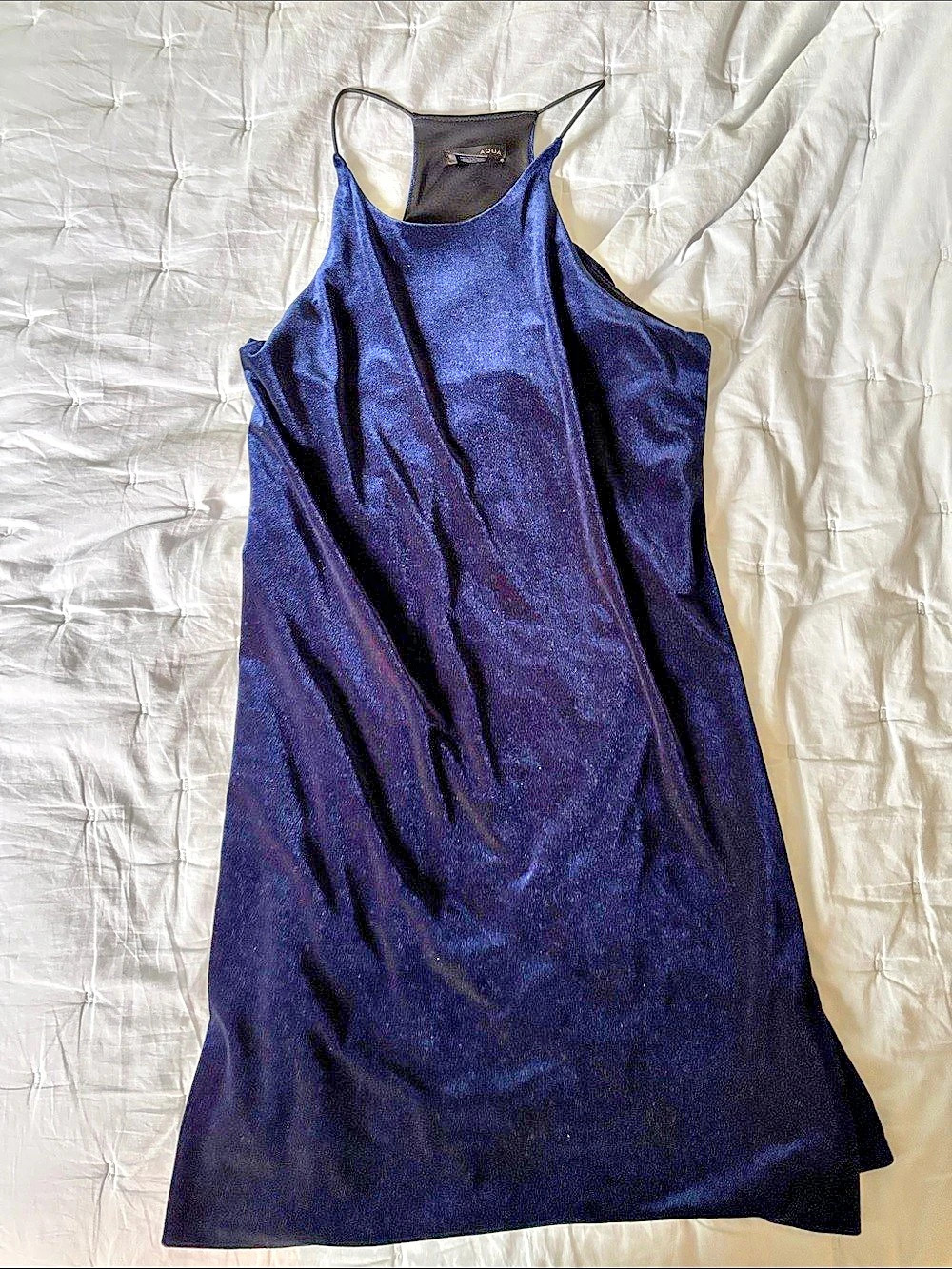 Aqua Velvet mini Dress in Blue Size Small Like New